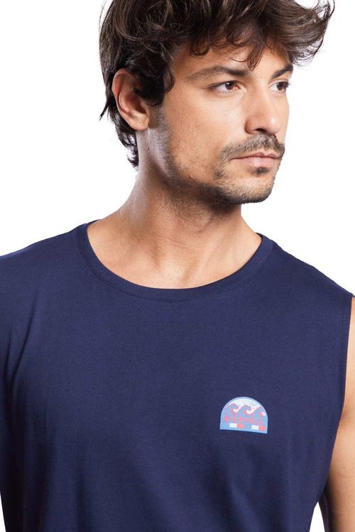 Regata Carimbo Ondas Azul Marinho