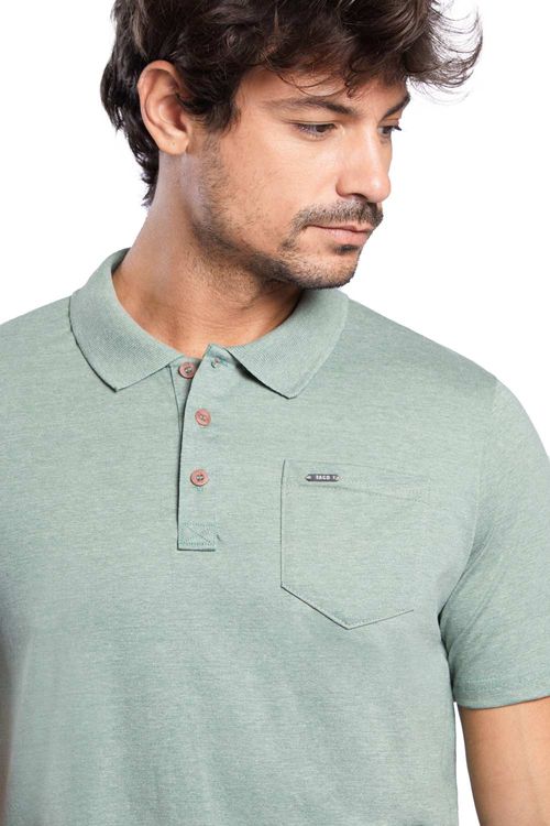 Polo Básica Mescla Com Bolso Verde Militar