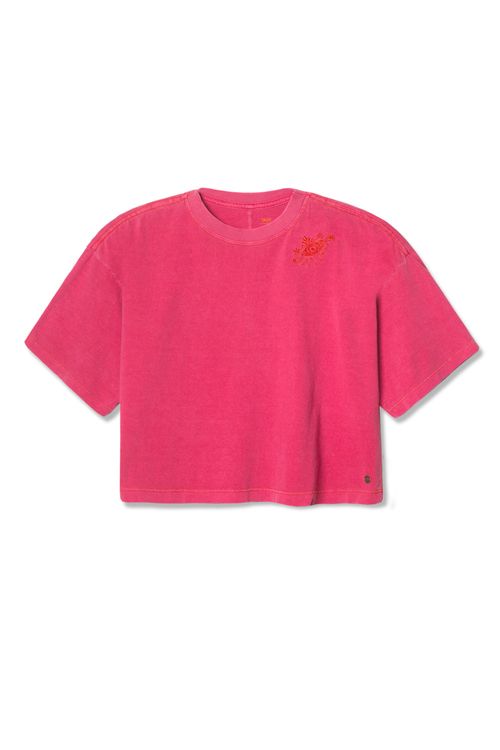 Blusa Cropped Bordada Pink