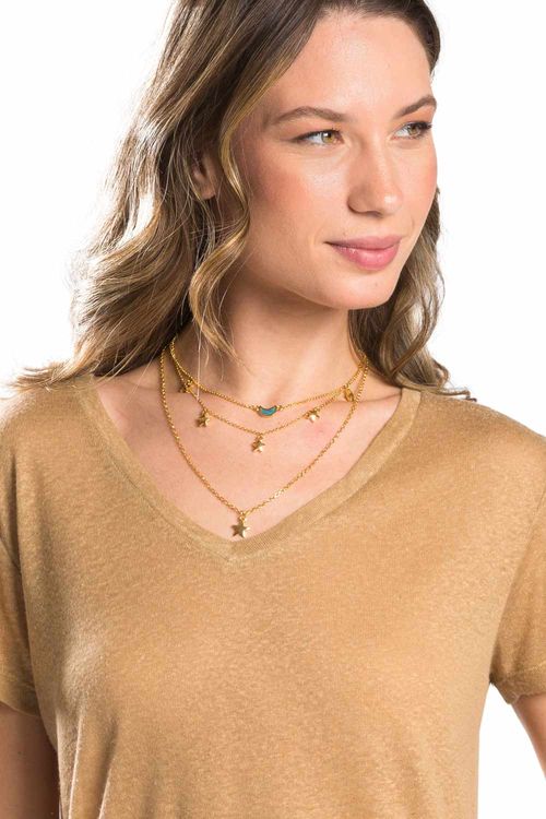 Blusa Gola v Viscolinho Khaki