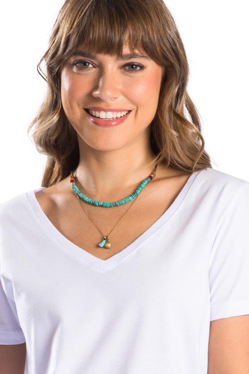 Blusa Básica Gola v Fio Penteado Branca