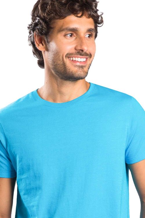 T-Shirt Básica Premium Sem Costura Azul Turquesa
