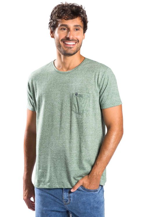 T-Shirt Especial Desfibrado Com Bolso Verde