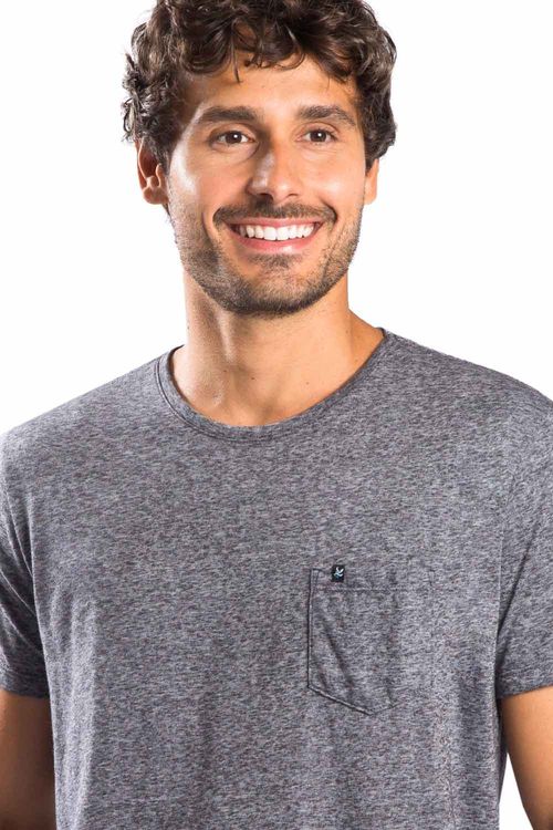 T-Shirt Especial Desfibrado Com Bolso Grafite