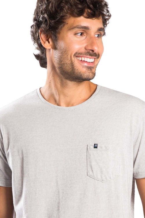 T-Shirt Especial Desfibrado Com Bolso Cinza