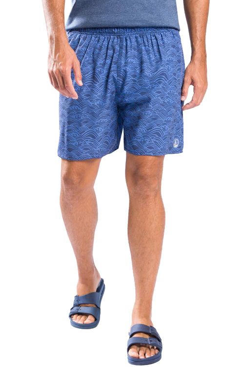 Short Estampado Waves Flex Azul Escuro