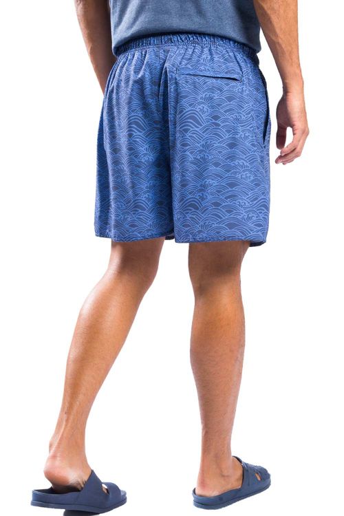 Short Estampado Waves Flex Azul Escuro