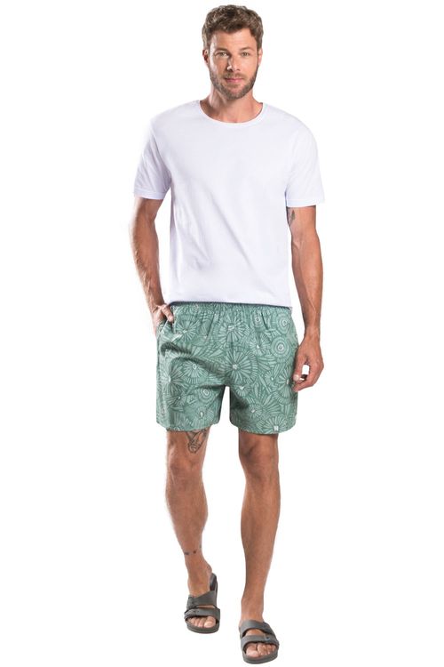 Short Estampado Flower Verde Militar
