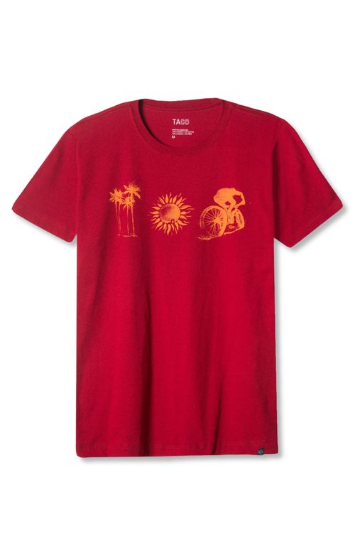 T-Shirt Estampada Monte Fuji Vermelho Escuro