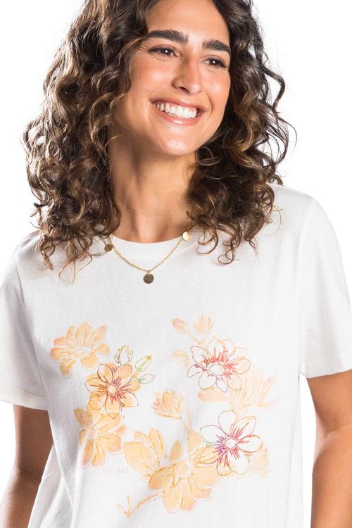 Blusa Estampada Flower Off White