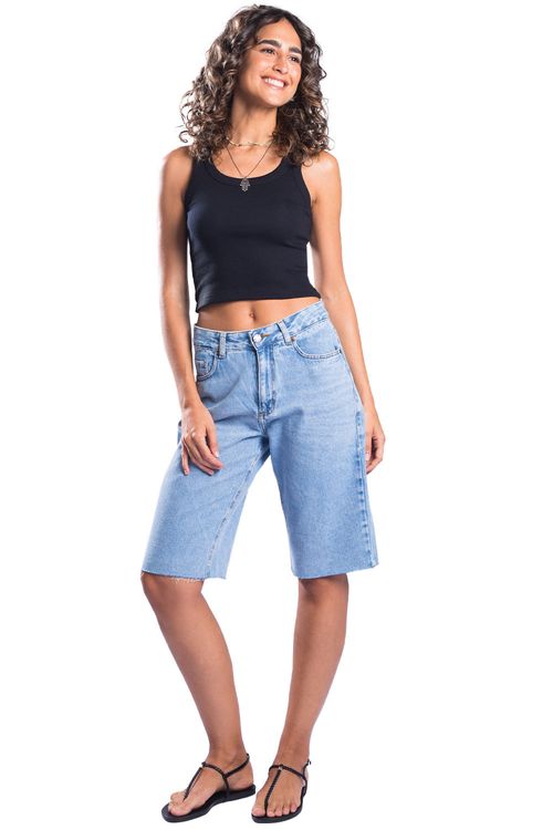 Regata Cropped Canelada Preto