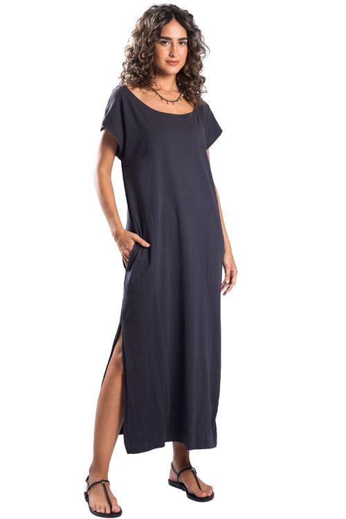 Vestido Longo Fenda Chumbo