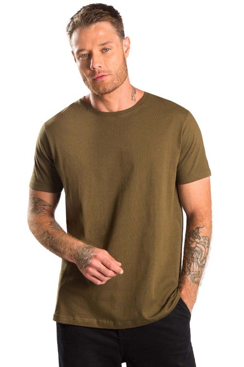 T-Shirt Premium Fit Sem Costura Verde Musgo
