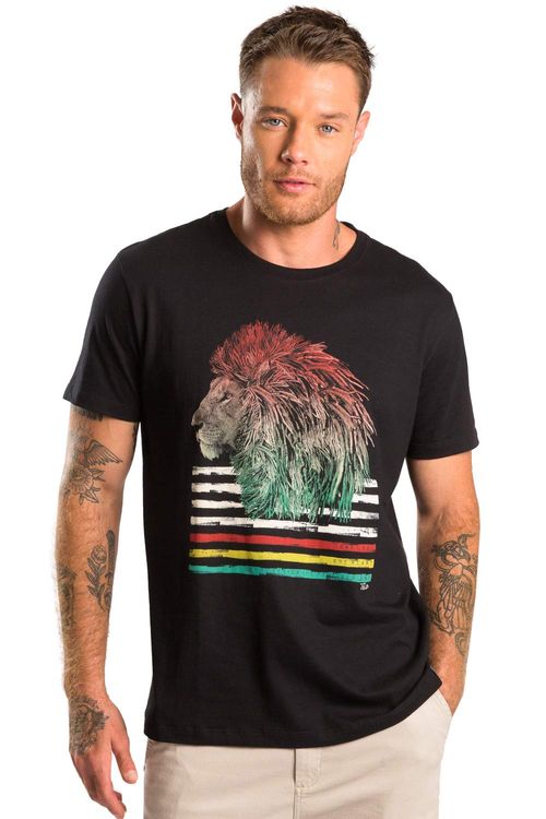 T-Shirt Estampada Lion Preto