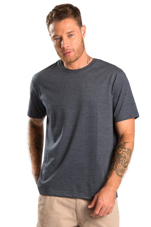 T-Shirt Básica Mescla Comfort Azul Marinho