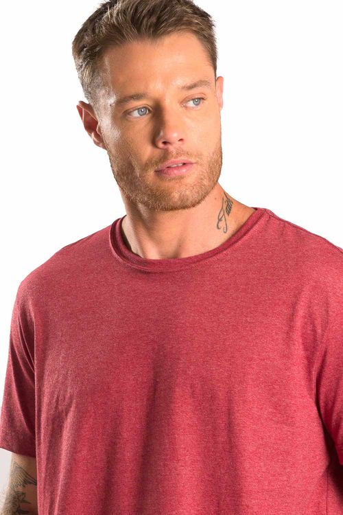 T-Shirt Básica Mescla Comfort Vermelho Escuro