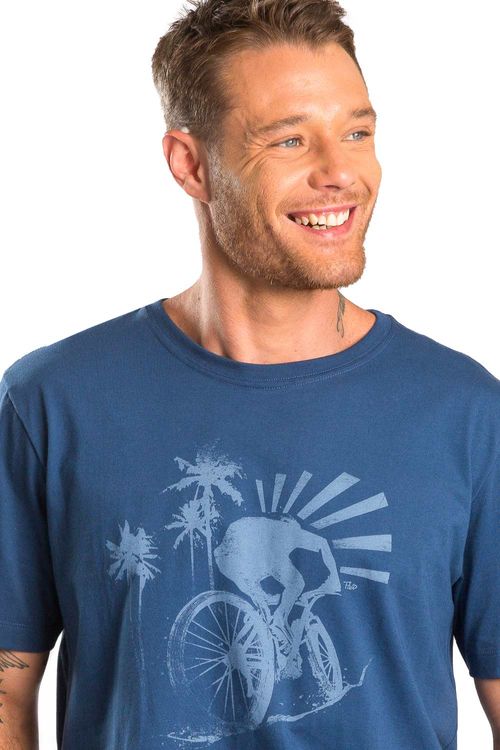 T-Shirt Estampada Bike Azul