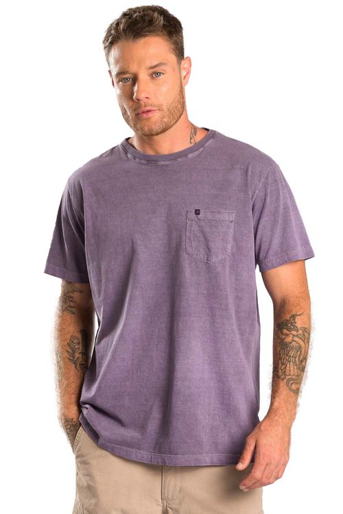 T-Shirt Estonada Com Bolso Roxo