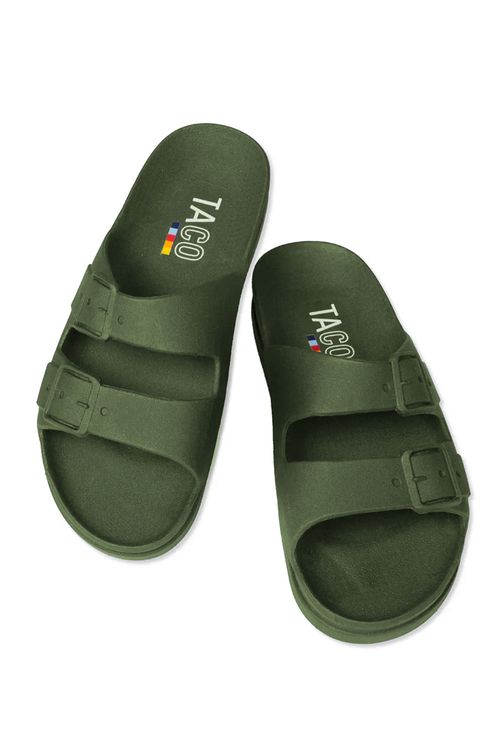 Sandália Papete Taco Verde Musgo