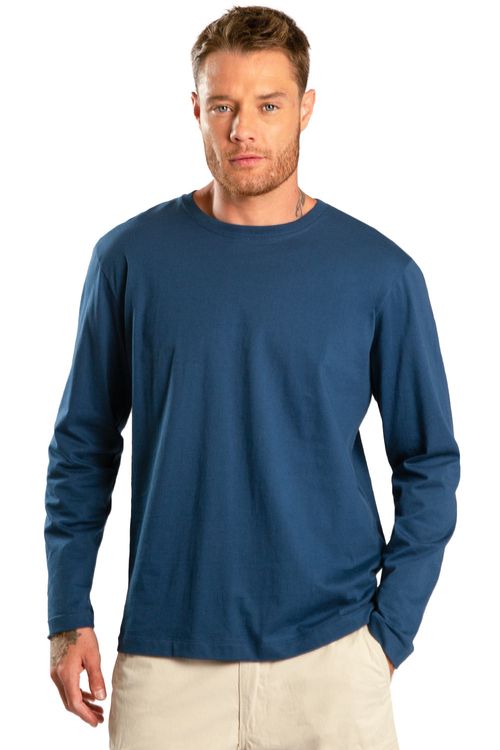 T-Shirt Manga Longa Azul Marinho