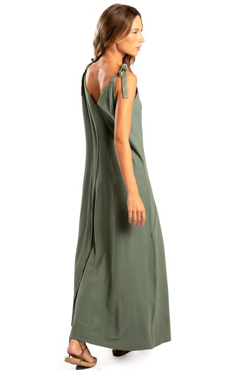 Vestido Malha Crepe Longo Recortes Vd Mil