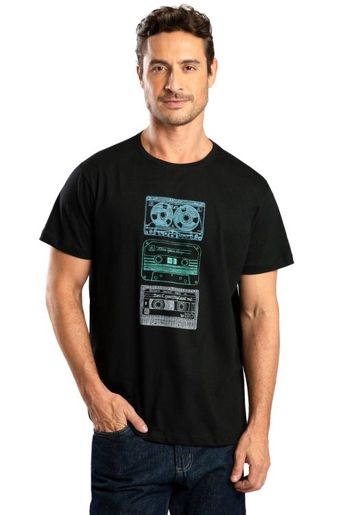 T-Shirt Estampada Tape Preto