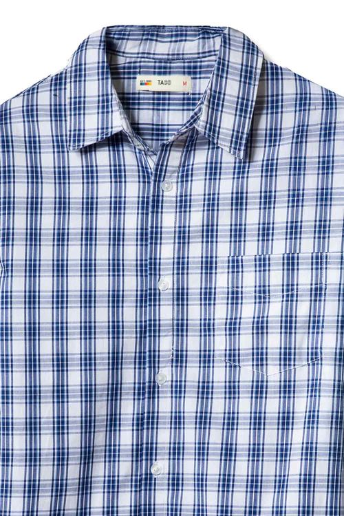 Camisa Xadrez Fio Tinto Branco/Azul