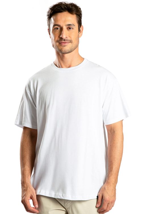 T-Shirt Básica Premium Sem Costura Oversized Branco