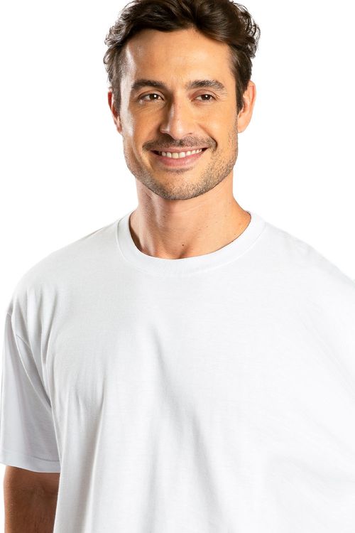 T-Shirt Básica Premium Sem Costura Oversized Branco