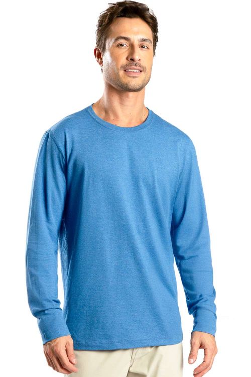 T-Shirt Manga Longa Mescla Azul Royal