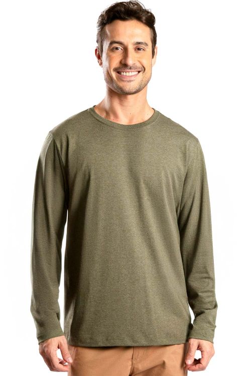 T-Shirt Manga Longa Mescla Verde Musgo