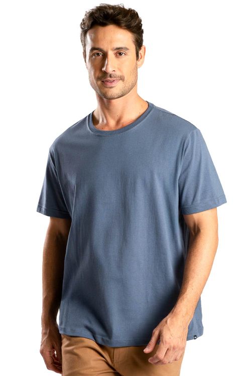 T-Shirt Básica Mescla Comfort Fit Azul Jeans