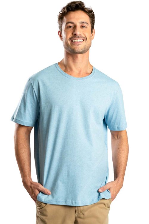 T-Shirt Básica Mescla Comfort Fit Azul Claro