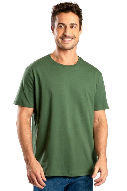 T-Shirt Básica Mescla Comfort Fit Verde Escuro