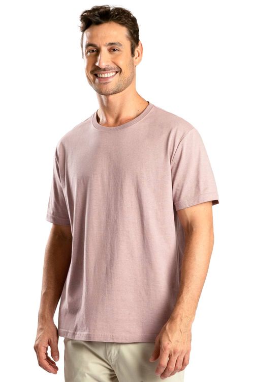 T-Shirt Básica Mescla Comfort Fit Rosa Claro