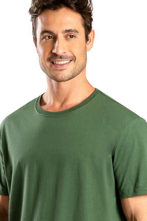 T-Shirt Básica Mescla Comfort Fit Verde Escuro