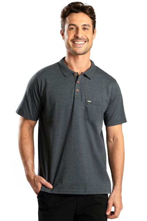 Polo Básica Fit Com Bolso Grafite