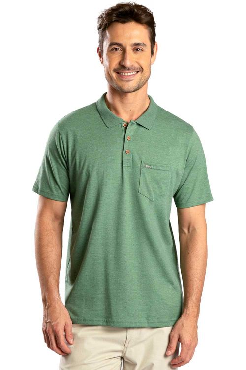 Polo Básica Fit Com Bolso Verde Militar