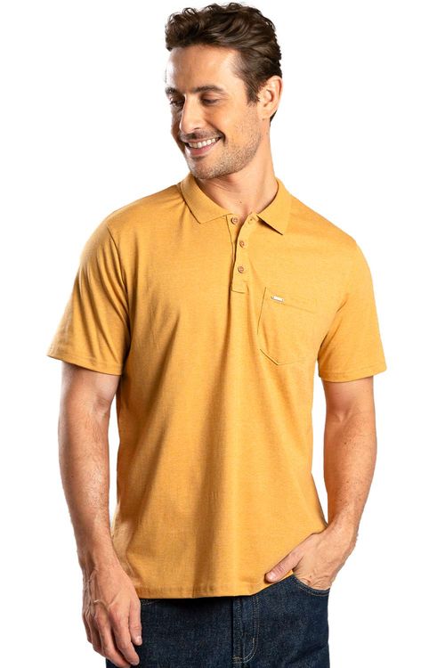 Polo Básica Fit Com Bolso Mostarda