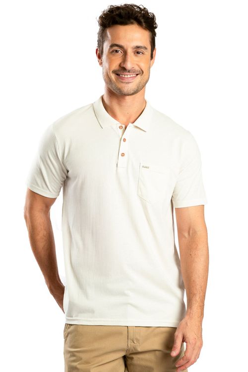 Polo Básica Fit Com Bolso Off White