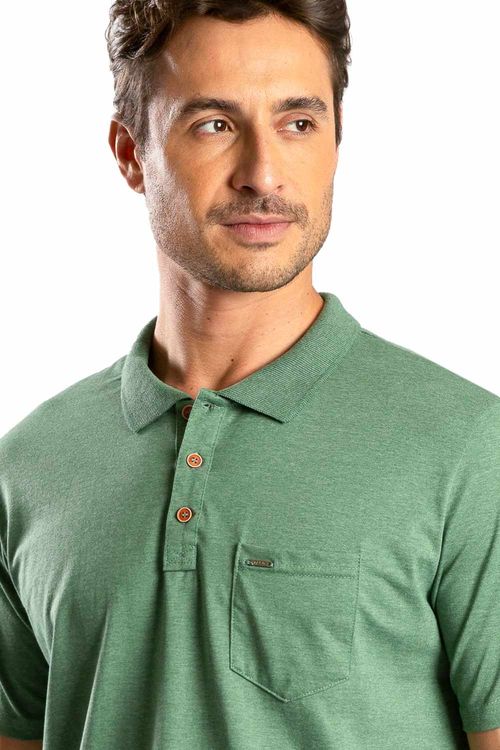 Polo Básica Fit Com Bolso Verde Militar