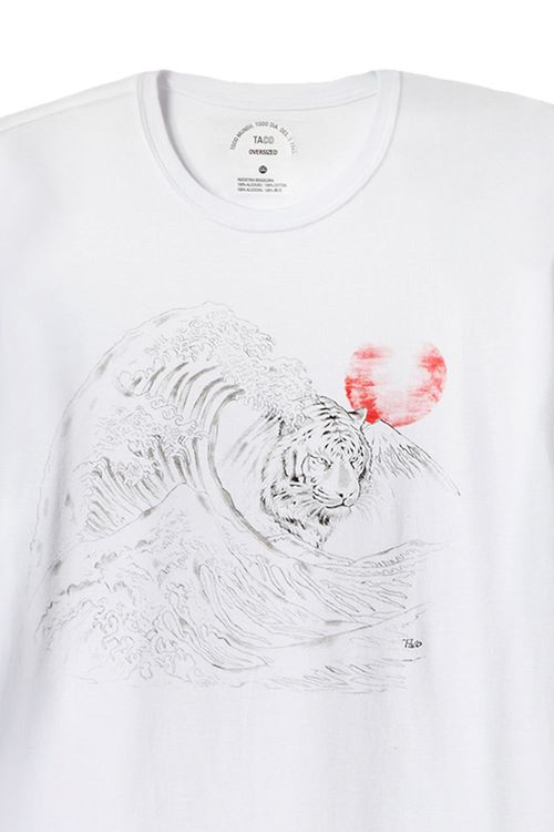 T-Shirt Estampada Wild Wave Branca