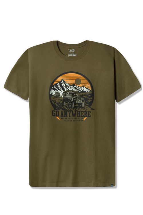 T-Shirt Estampada Roads Verde Musgo