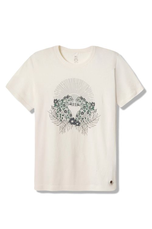 Blusa Estampada Onça Heart Off White