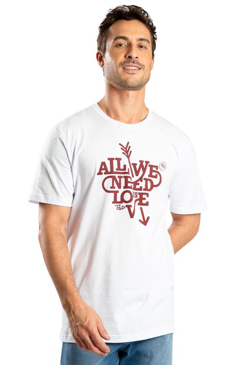 T-Shirt Estampada All We Need Is Love Branco