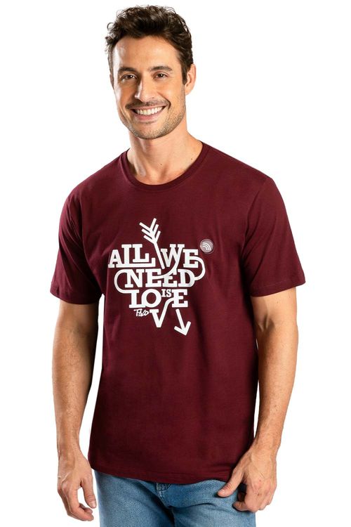 T-Shirt Estampada All We Need Is Love Vinho