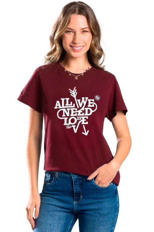 Blusa Estampada All We Need Is Love Vinho