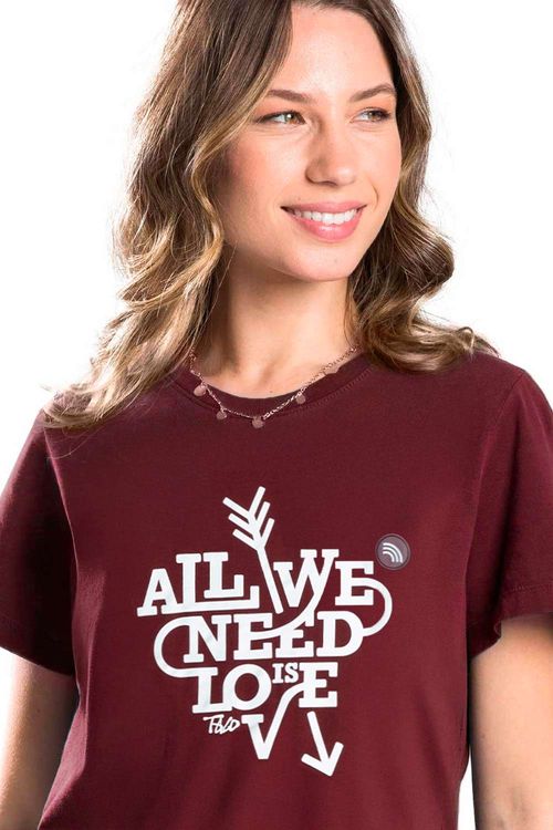 Blusa Estampada All We Need Is Love Vinho