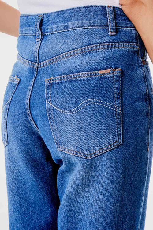 Calça Jeans Straight Bordada Super Stone