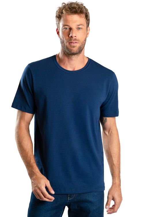 T-Shirt Básica Premium Algodão Egípcio Azul Marinho